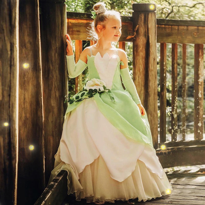 Trang phục công chúa ếch dành cho trẻ em cô gái Tiana phim Cosplay Carnival Dress Up Công chúa đóng vai