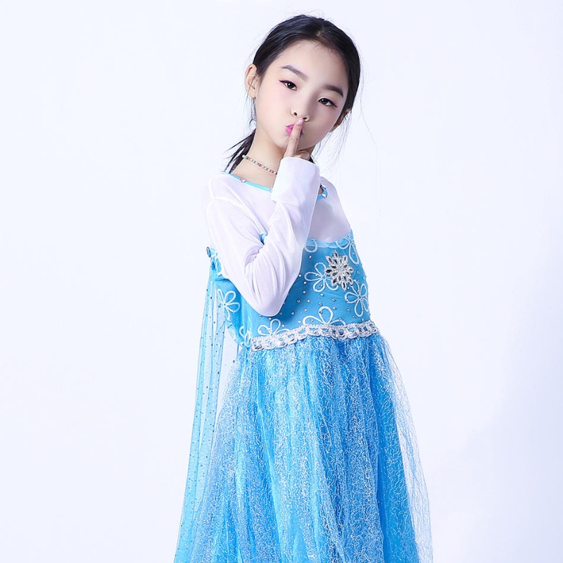 ELSA Queen Dress Girls Girls Long Sleeve Lưới áo choàng có thể tháo rời Elsa Princess Dress