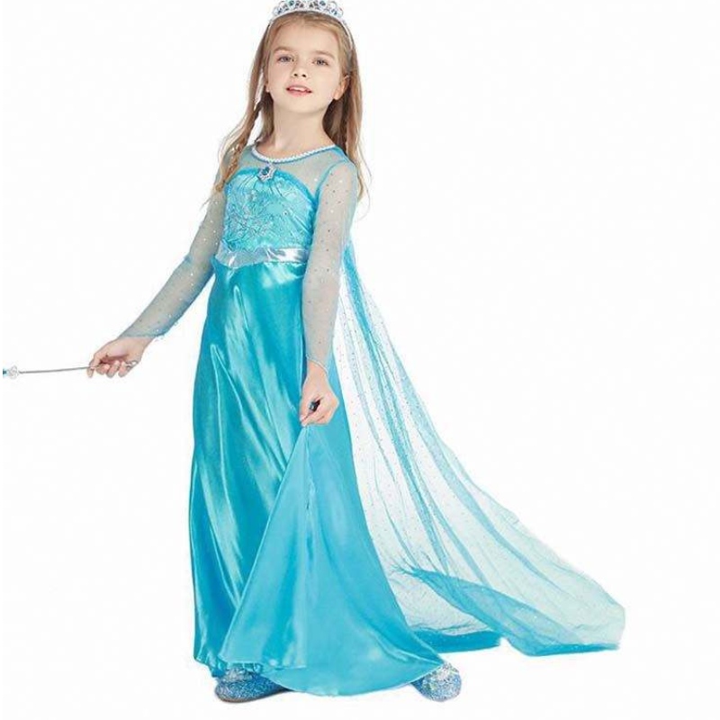 Trẻ em mặc quần áo trẻ em Cosplay Trang phục dài tay sequin cô gái Elsa Set New Elsa Anna Dress 3-8T HCGD-001