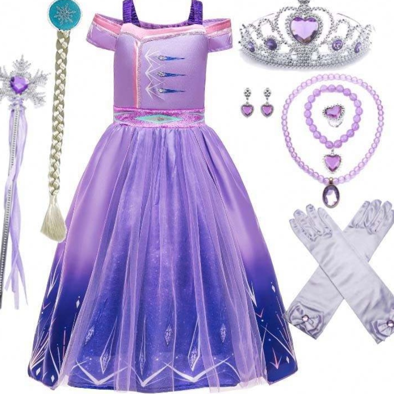 Trang phục công chúa bán buôn sequin lưới tiệc elsa cho trẻ em với phụ kiện hCGD-030
