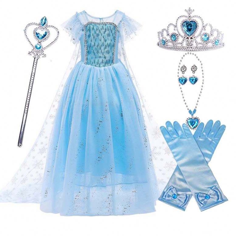 Chất lượng hàng đầu Cô gáinhỏ Halloween Party Blue Elsa Princess Dress HCGD-018