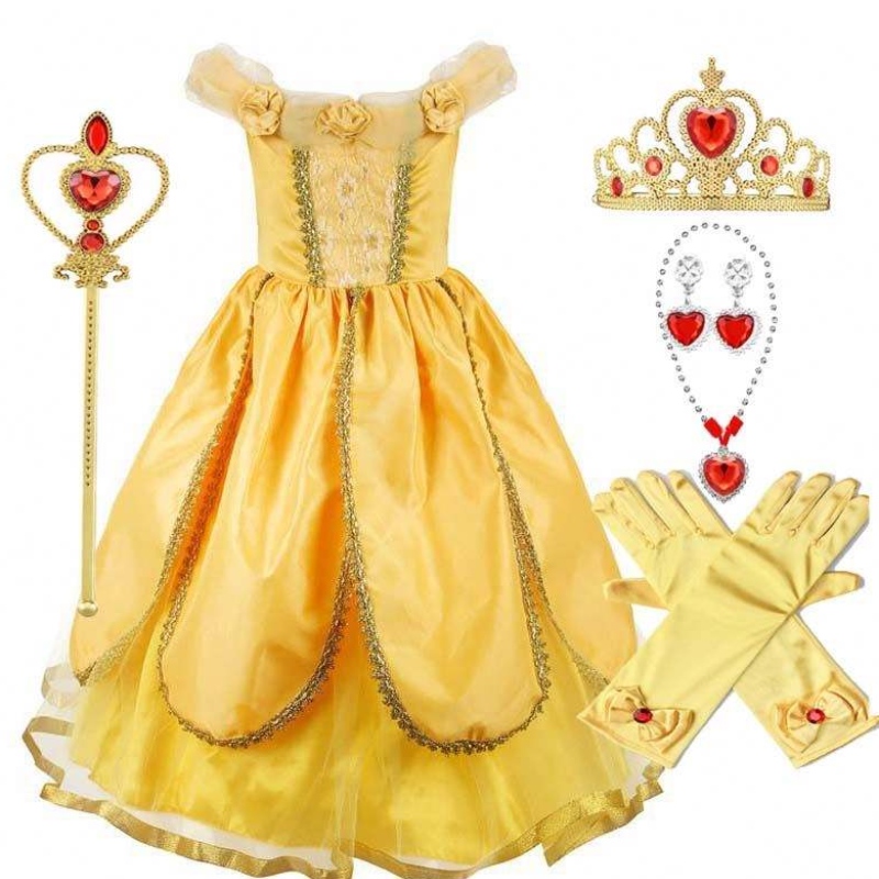 2022 MỚI MỚI ĐƯỢC LIME BALL BLOWN Halloween Party Cosplay Girls Princess Belle Beauty Trang phục HCBL-004