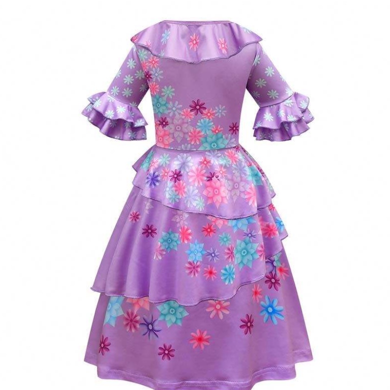 Sản phẩm mới 2022 Kids Girls Mirabel Madrigal Cosplay Trang phục ăn mặc encanto isabela váy với túi tóc giả HCIS-006