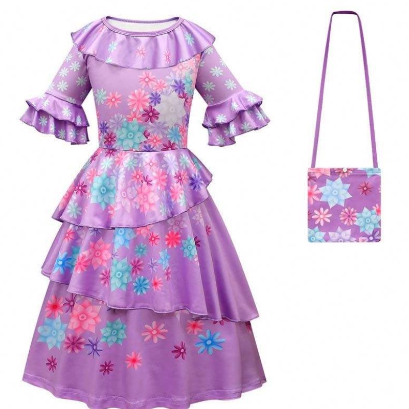 Carnival Halloween Princess Party Quần áo Hoa Ruffles Long Dress Mirabel Encanto Trang phục 90-170cm HCIS-006