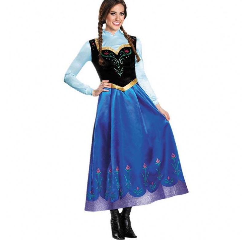 Người bán chạynhất 2022 Người lớn Elsa Anna Cosplay Woman Halloween Trang phục Princess Dress Người lớn Trang phục Anna với áo choàng HCGD-053