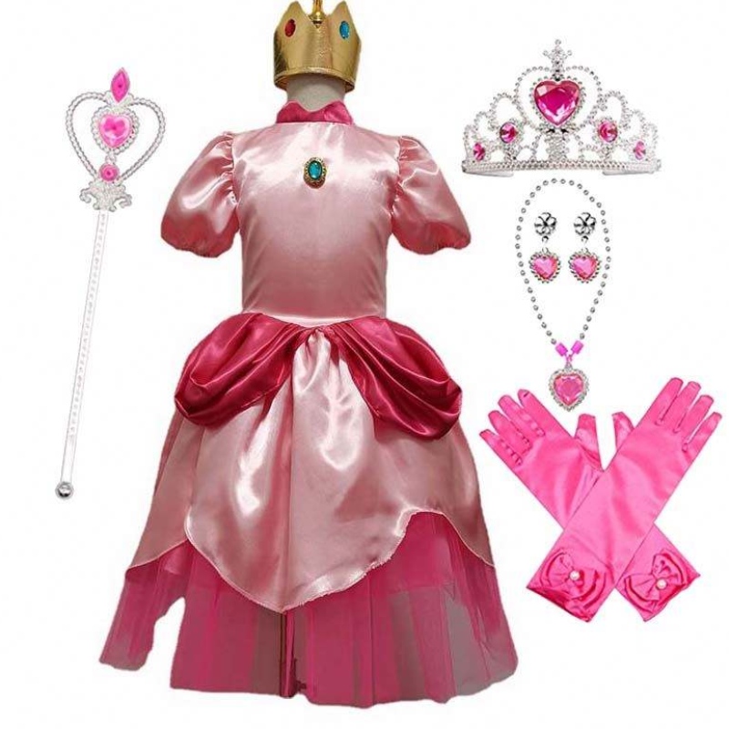 Carnival Cosplay Baby Party Christmas Super Brother Phim hoạt hình Pink Princess Peach Trang phục với vương miện HCMU-006
