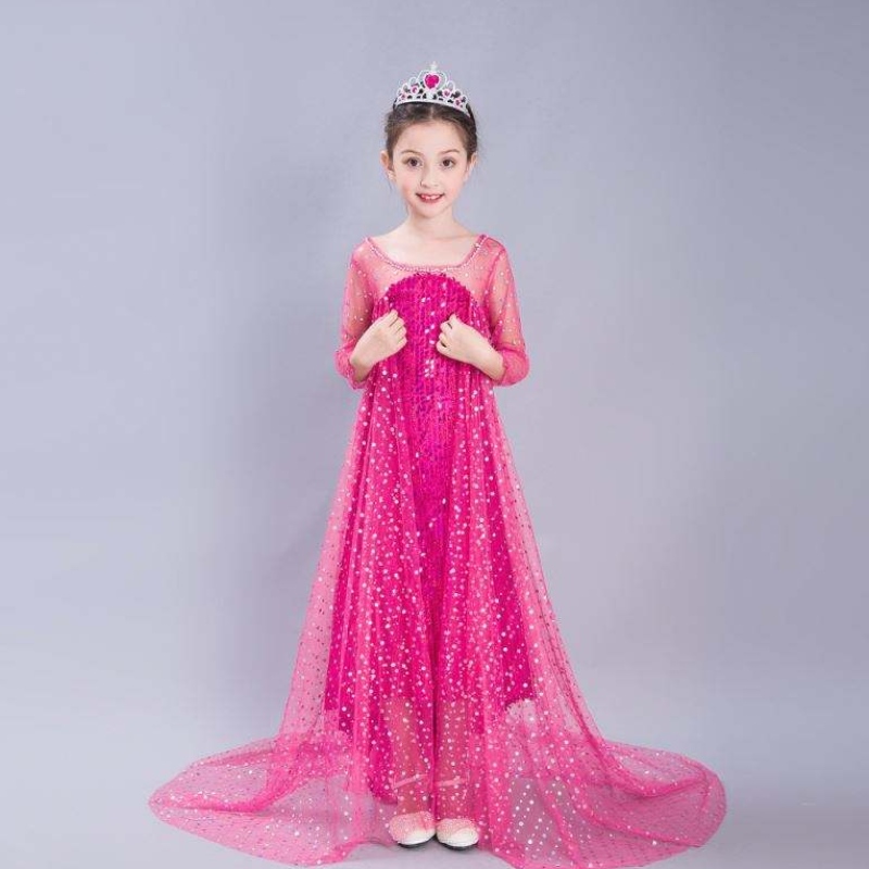 Baige Blue Elsa sequined Girl Kids Kids Cosplay Cosplay Trang phục Elsa Ana Princess Dress