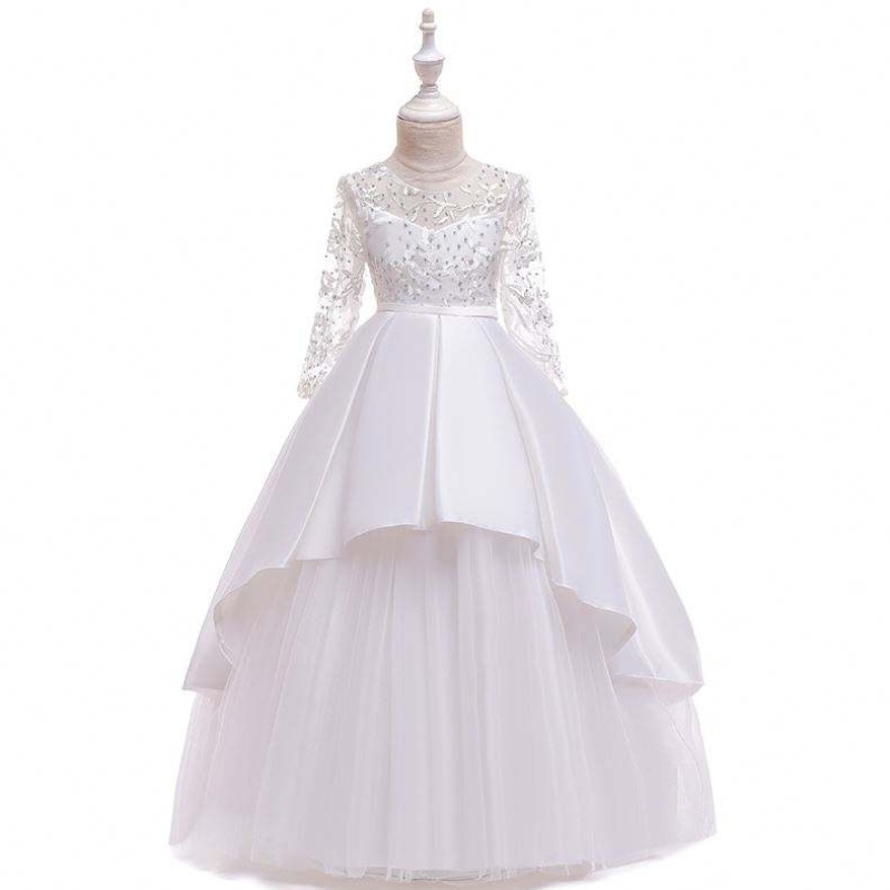 Boutique Long tay áo công chúa buổi tối áo choàng bé gái váy cưới sinhnhật với hoa LP-233