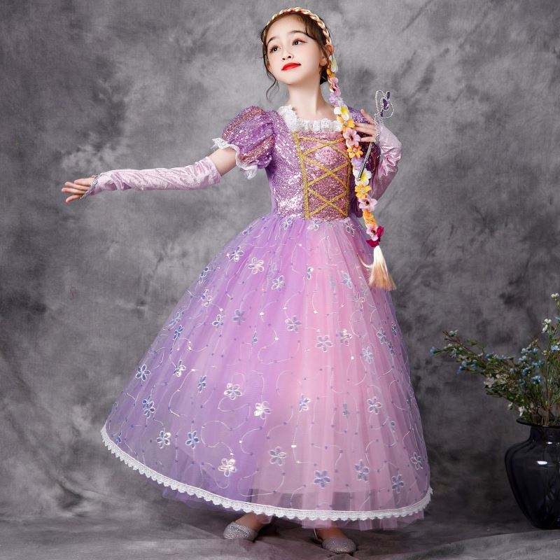 Baige Phong cách châu Âu váy công chúa Halloween mặc trang phục Rapunzel Fluffy Ling