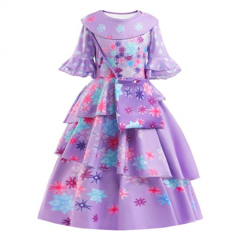 2022 MỚI thời trang trẻ em encanto Trang phục Isabella cosplay hoa in trang phục hàngngày cho cô gái với túi