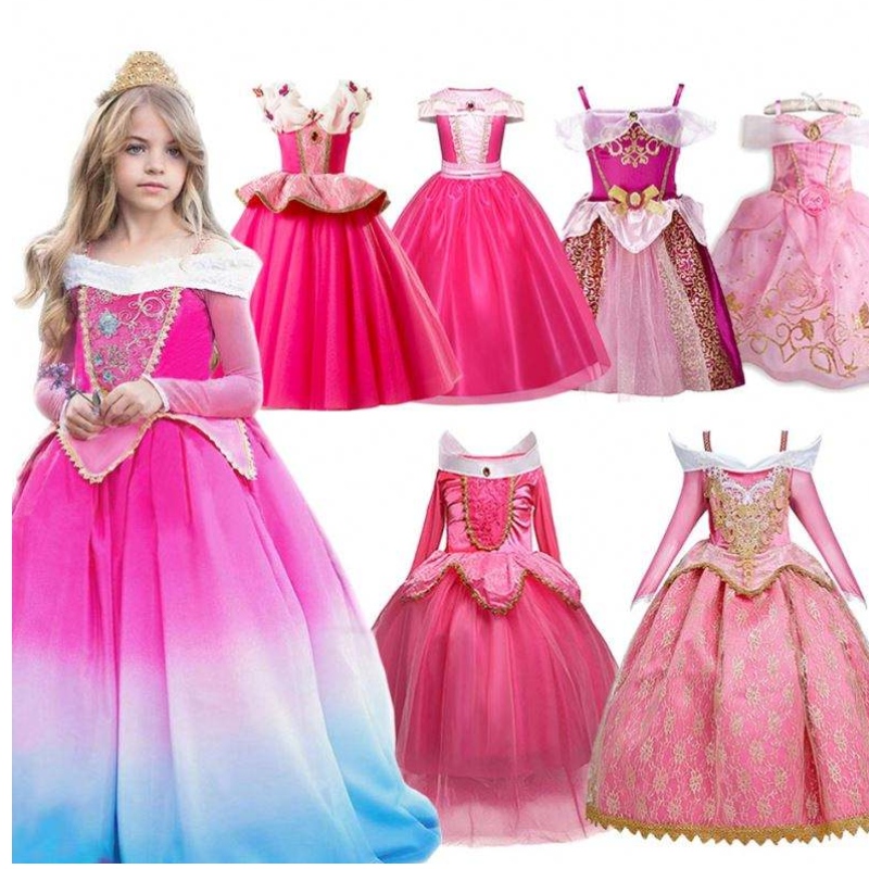 Cô gái Fancy Deluxe Người đẹpngủ Halloween Công chúa Party Party Aurora Dress Up Trẻ em Red Layered Christmas Ball áo choàng