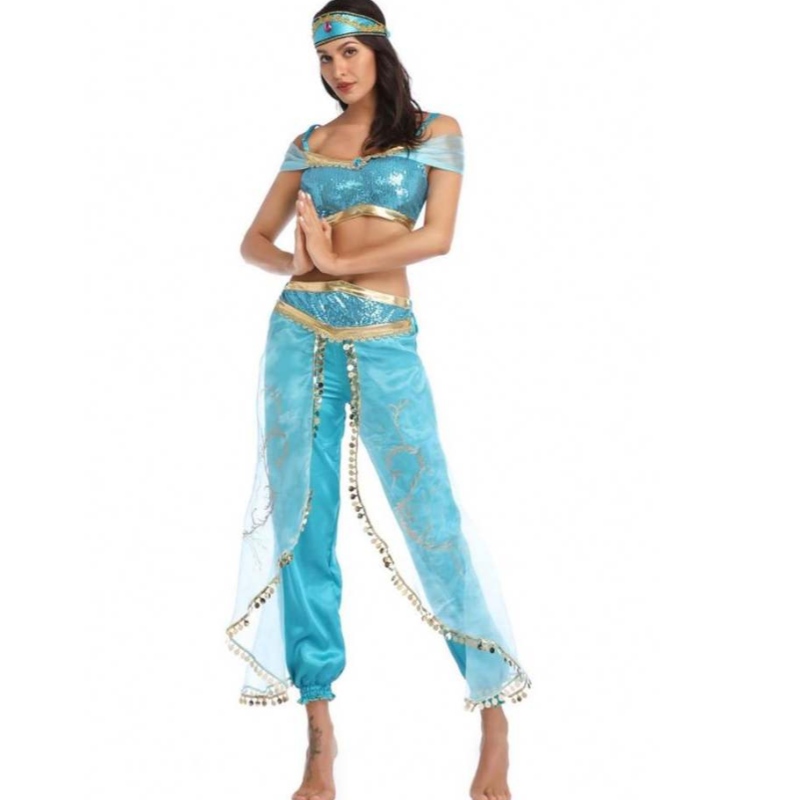 Bán buôn gợi cảm Jasmine Aladdin Quần Phụnữ Trang phục Công chúa trang phụcngười lớn Vũ công Ả Rập Bụng Trang phục Công chúa Jasmine Cosplay