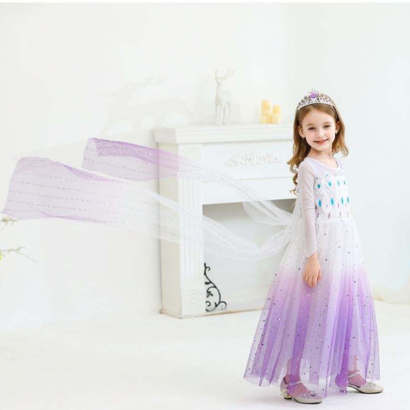Cô gái mới Công chúa Elsa váy trẻ em Váy mùa hè cho cô gái trang phục màu tím cho trẻ em 2-10 tuổi