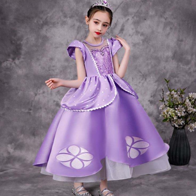 Baige Purple Sofia Rapunzel Elsa Anna Belle Princess Dress Phim truyền hình Trang phục Sofiya Princess for Girl