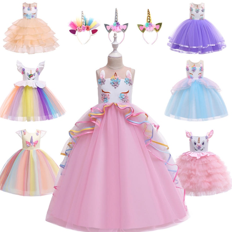 Bánnóng công chúa trẻ em quần áo mặc quần áo sinhnhật tiệc tùng kỳ lân sequin tutu cô gái váy cho bé gái