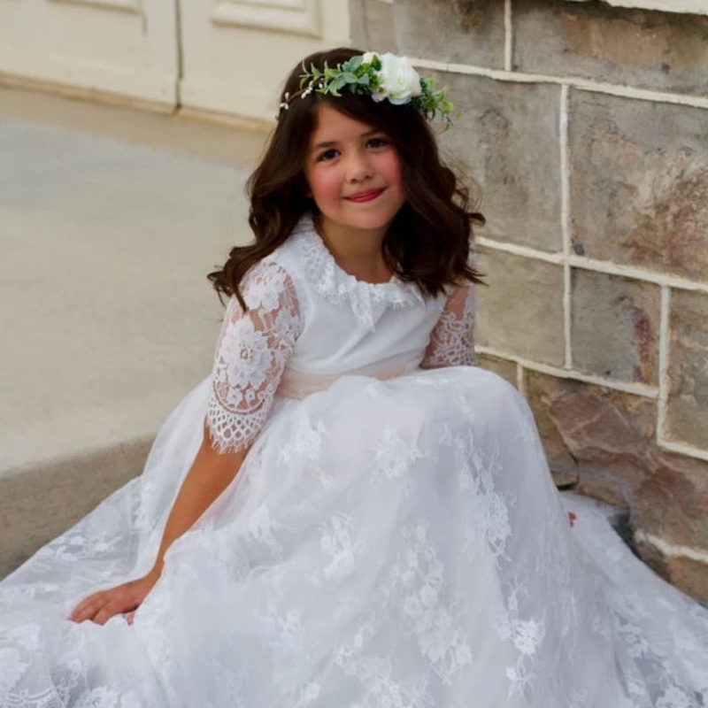 Váy trắng dài cho trẻ em công chúa công chúa trangnhã cho trẻ em phù dâu ăn mặc váy dạ hội buổi tối 3 6 14năm