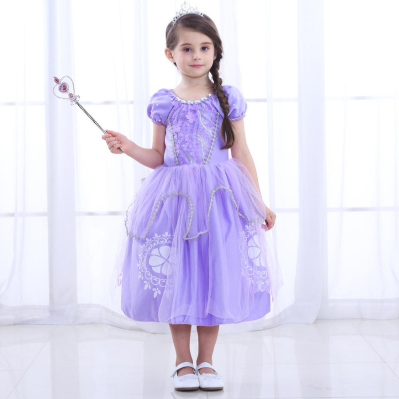 Princess Sofia Dress for Girl Kids Cosplay Puff Layer Layer Váy dự tiệc Bữa tiệc sinhnhật Ball Wedding Ball Gown Trang phục ưa thích