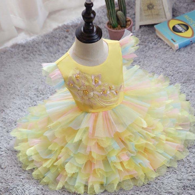 Baige Girls \\\\ \'váyngắn tay áo ba lê đầy màu sắc cô gái mới \\\\\' công chúa trang phục frock thiết kế