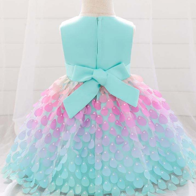 Baige Amazon Bán hàng đầu Mermaid Sequin Dress Baby Princess Girls Party Váy sinhnhật một mảnh Váy tiệc cô gái
