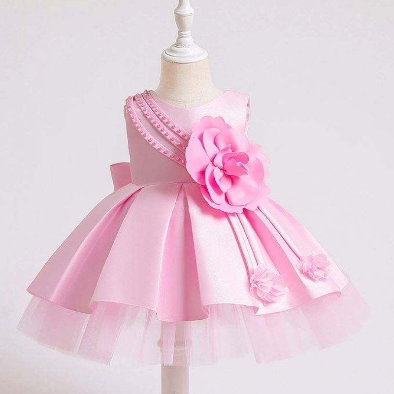 Váy dự tiệc trẻ sơ sinh Baige cho trẻ em Summer Summer Satin Frock Children Váy sinhnhật XZ001