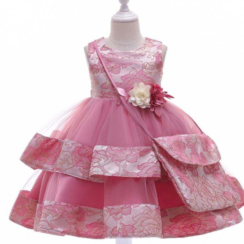 Baige mới thiết kế hoa cô gái mặc váy với túinhỏ satin sinhnhật trang phục công chúa l5216