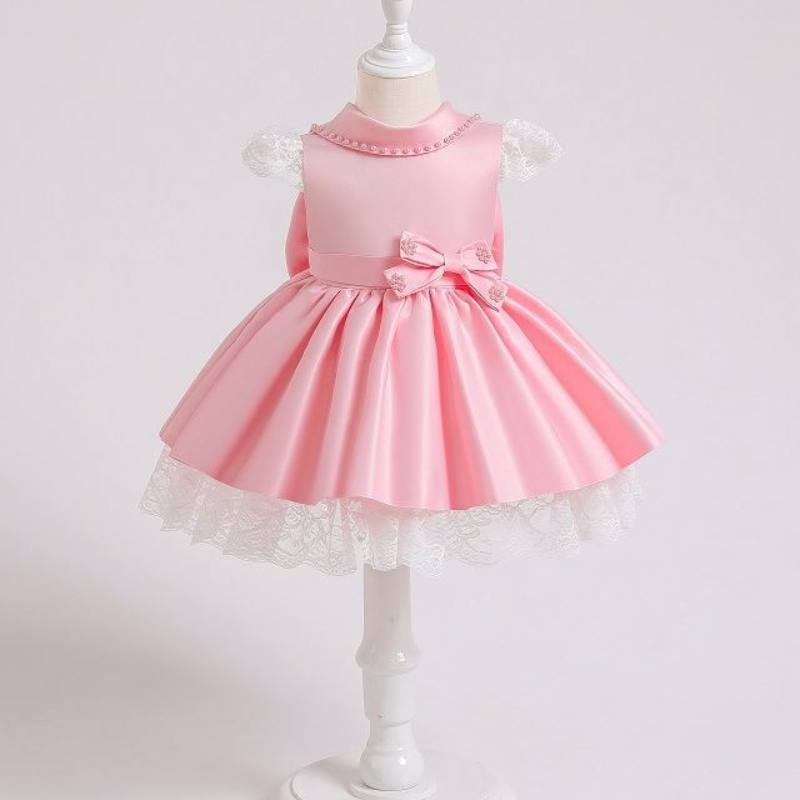 Baige Elegant Kids Satin Party Dress Design Thiết kế cho trẻ em cho trẻ em 3-10 tuổi quần áo mùa hè XZ003