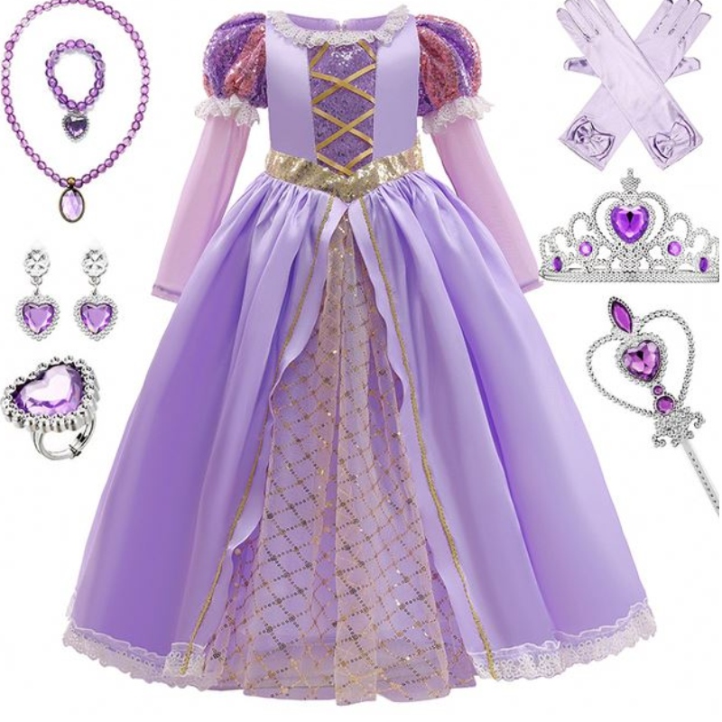 Baige Girls Princess Sofia Dress Cosplay Trang phục trẻ em sequins