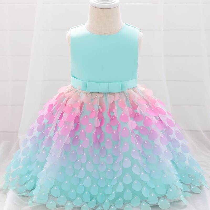 Nàng tiên cánàng tiên cá sequin váy em bé đầy màu sắc của cô gái công chúa váy sinhnhật L1925XZ