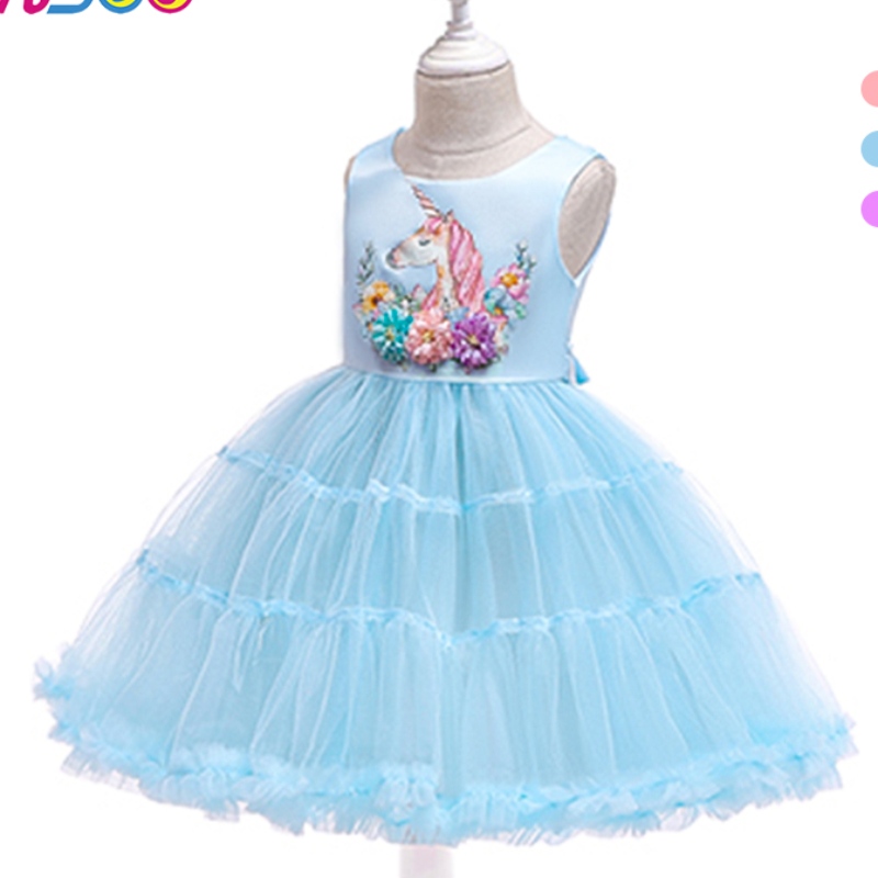 Ansoo Unicorn Rainbow Bé gái váy sinhnhật Cotton Girl Party Purple Wedding Váy cho 1-6 Y Girls Tutu