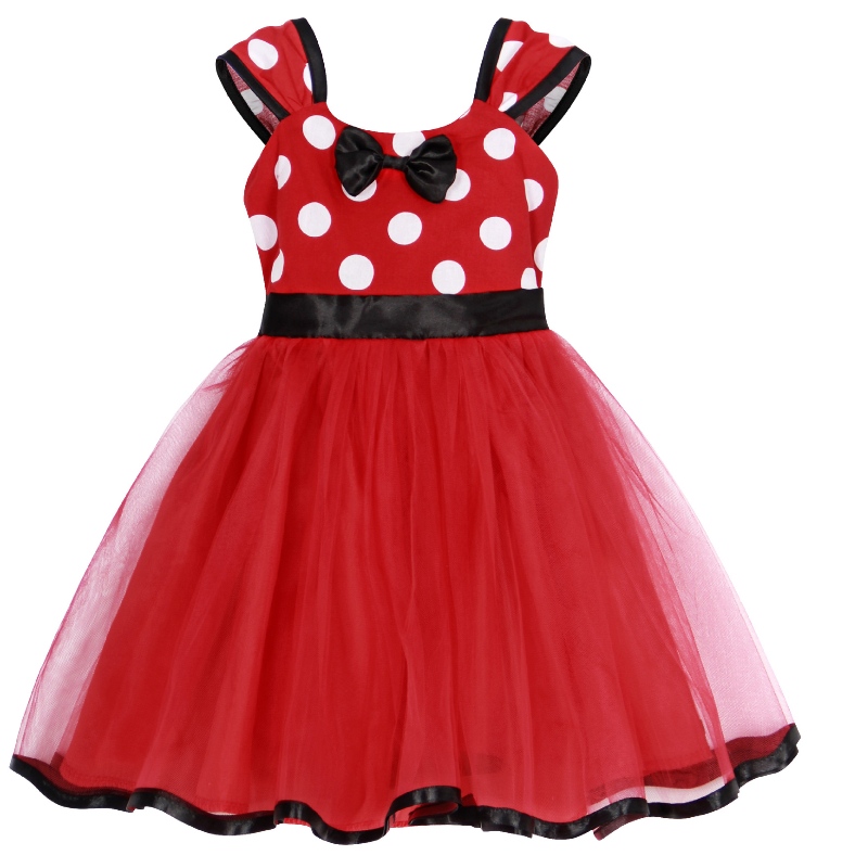 Bé gái polka dot fancy ăn mặc sinhnhật tiệc tùng trang phục công chúa ren với dây lông cho trẻ em