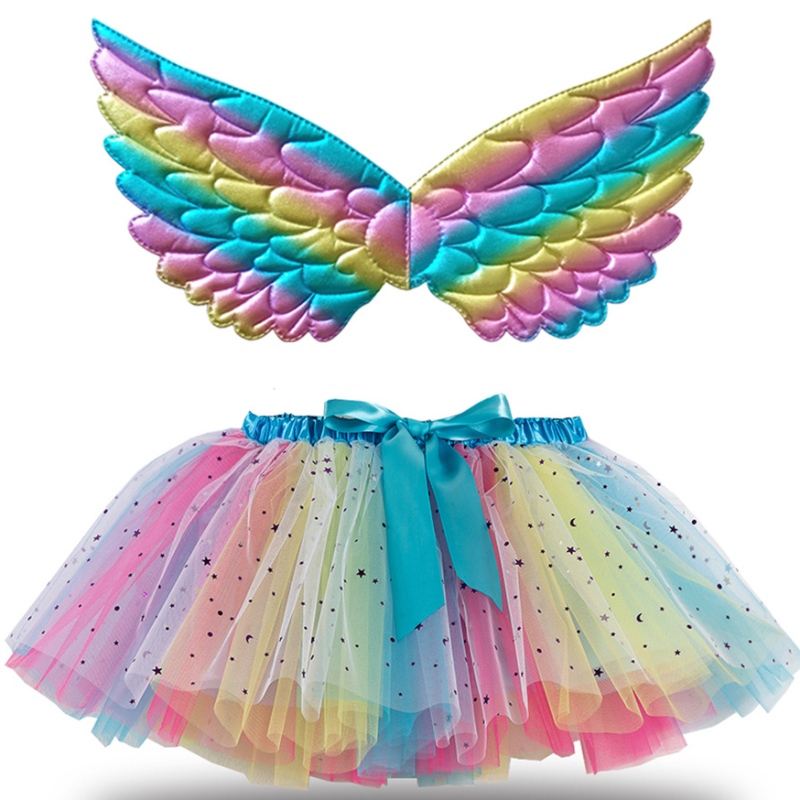 Girls Multcolor Tutu váy Ballet Bữa tiệc sinhnhật Tutu Dress Girls \\\\ \'Váynhảy cho trang phục công chúa với đôi cánh