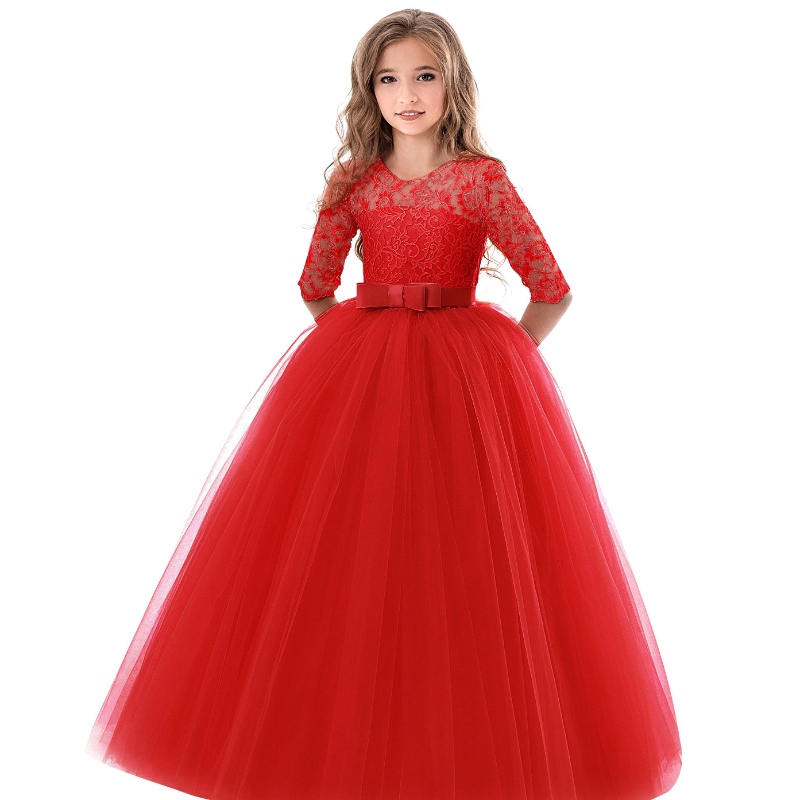Bán buôn quần áo trẻ em gái ưa thích ren dài frocks trẻ em áo choàng maxi maxi