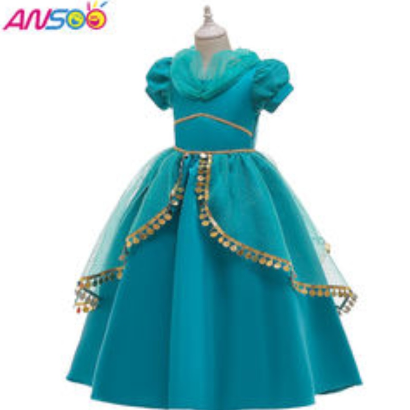 Ansoo Fancy Kids váy mới đến hiệu suất ren cô gáingôi sao mẫu đáng yêu trẻ em sinhnhật đầu tiên là trang phục công chúa Ba Tư