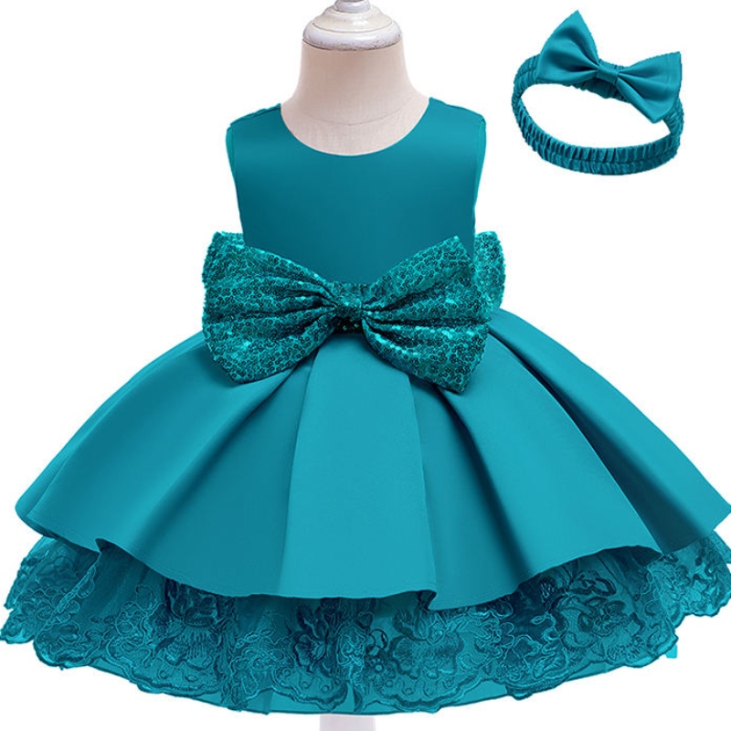 Summer v Backless Girl Party Dress với chiếc váy công chúa sang trọng với bộ tóc 1-9 tuổi
