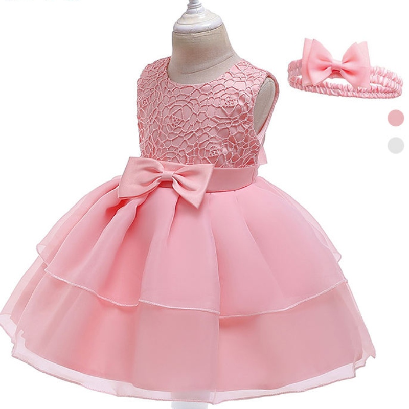 Ansoo New Girls \\\\ \'Dress Bow Bow Lace Dress Runway Princess Dress với một chiếc mũ cho trẻ em 3-24 tháng