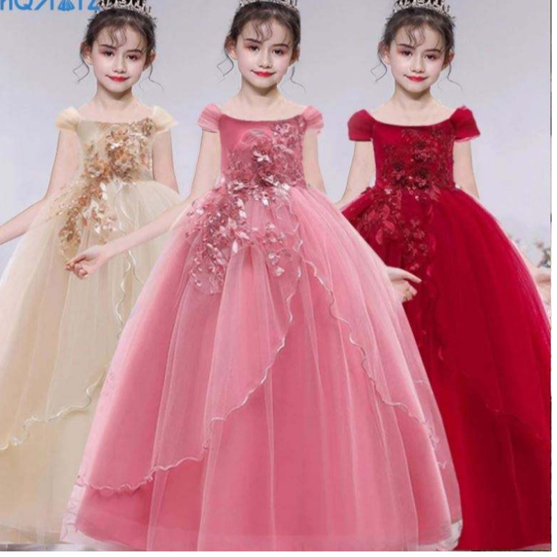 Baige thanh lịch trẻ em dài váy trẻ em gái vũ hội dài áo choàng dài bé gái áo choàng công chúa áo choàng