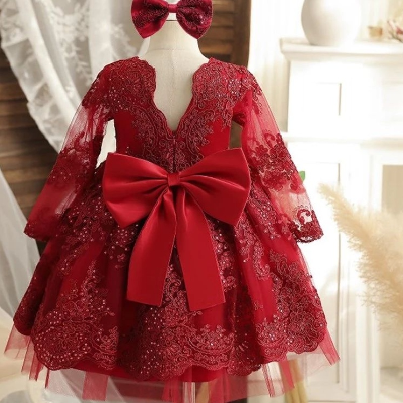 Váy tiệc công chúanhỏ bé gái thêu hoa thanh lịch sinhnhật lễ cưới trang phục váy dạ hội buổi tối trẻ em