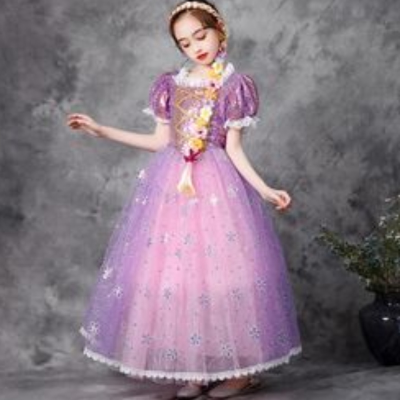 Váy cô gái ren ren sequined Tangled Carnival Princess Trang phục trẻ em Halloween Giáng sinh Áo choàng trẻ em Cosplay