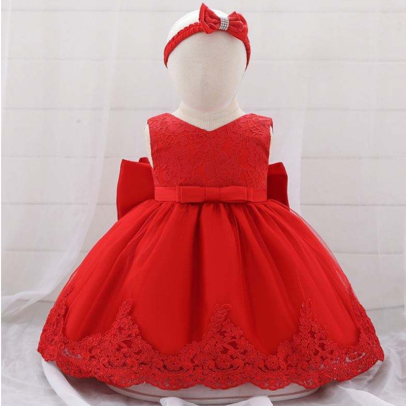 Baige Flower Girl Váy bé Áo choàng công chúa với chiếc băng đô ren Bow Party mặc váy sinhnhật cho trẻ em