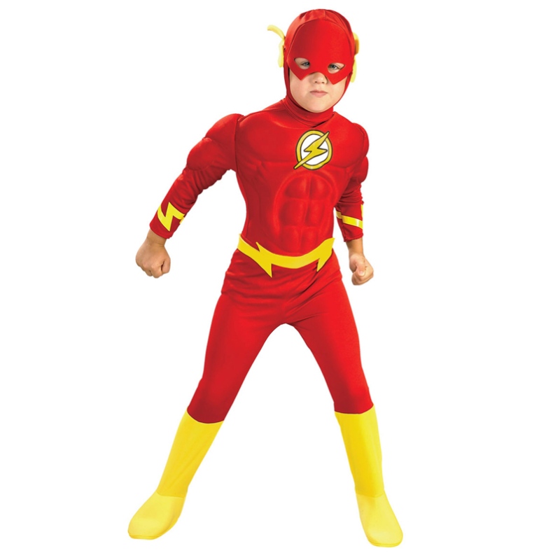 Boy the Flash Muscle Superhero Fancy Dress Kids Fantasy Comics Movie Party Party Halloween Cosplay Cosplent Trang phục