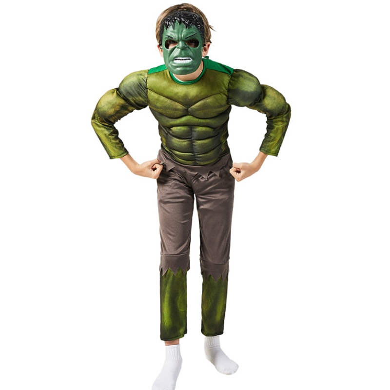 Trang phục màu xanh lá cây với mặtnạ trang phục Siêu anh hùng trang phục Halloween cho trẻ em