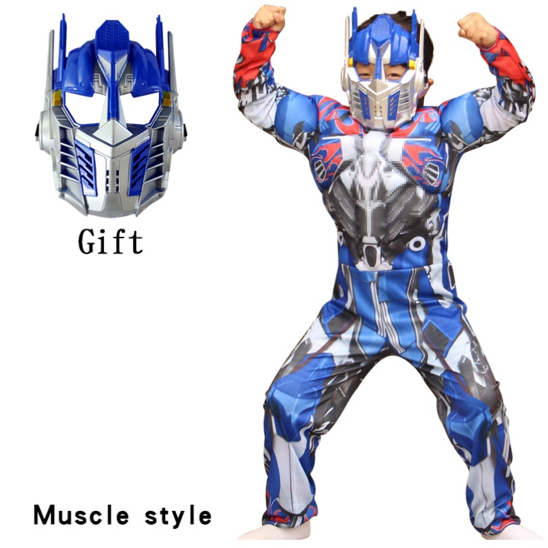 Con trai Optimus cơ bắp robot Prime Fancy Dress Up American Superhero Purim Cosplay Halloween Trang phục trẻ em
