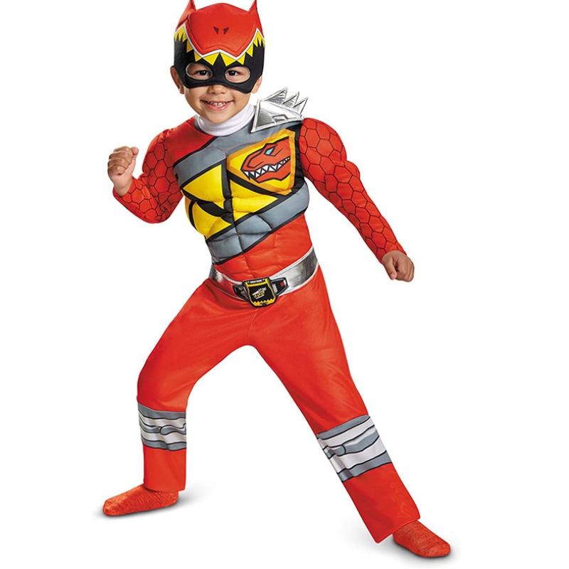 Red Power cơ bắp siêu anh hùng trang phục khủng long cho trẻ em trai Halloween cosplay anime jumpsuit party quần áo lên quần áo