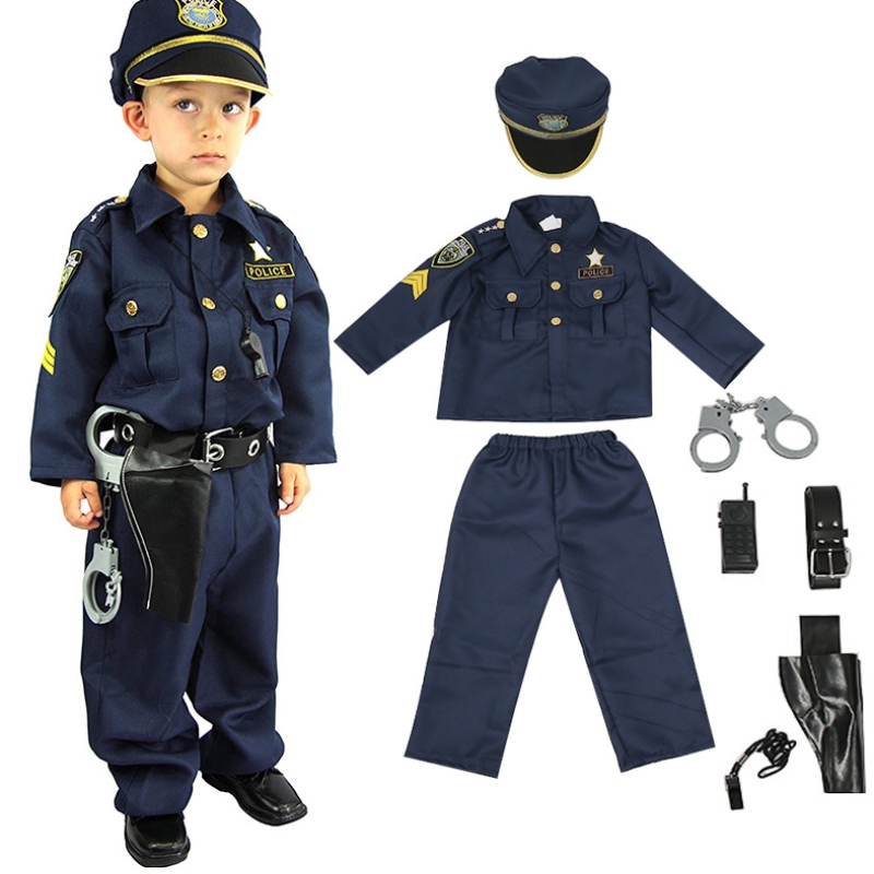 Trang phục cảnh sát Deluxe trang phục vànhập vai Kit Boys Halloween Carnival Party Performance