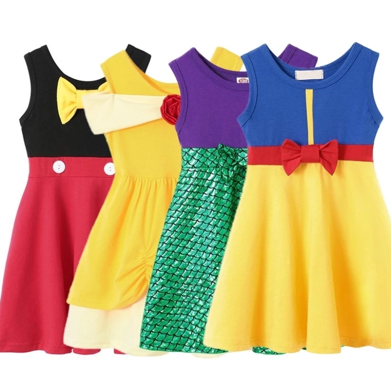 Váy công chúa váy váy cho các cô gái elsa&anna party mặc quần áo cotton mềm mùa hè một dòng trang phục trẻ em