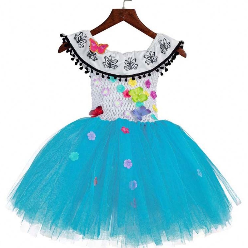 Quần áo Halloween trẻ em crochet Tulle Fluffy Flower Encanto Mirabel Tutu Dress