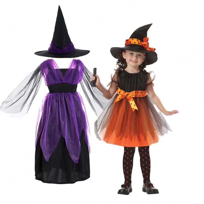 Trang phục Halloween Party Girl 2-15năm dơi màu tím Wicked Witch Fancy Dress HCVM-005