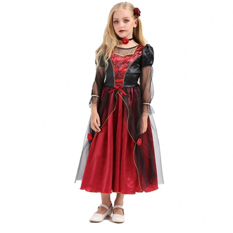 2022 Bộ trang phục Halloween Chất lượng Halloween Trẻ em Vampire Girl Cosplay cho 10-12Y HCVM-001