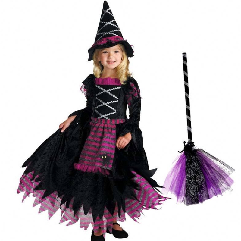 Ý tưởng sản phẩm mới 2022 Trang phục phù thủy của Party Halloween Deluxe Fairytale dành cho các cô gái với mũ phù thủy HCVM-007