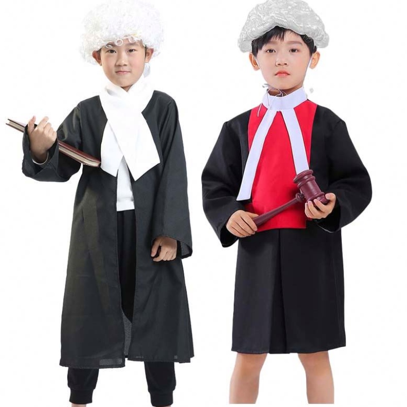 Halloween Kids Performance Cosplay Coats mẫu giáo Thẩm phán Nghềnghiệp Robes Sân khấu ăn mặc tiệc trẻ em Luật sư Trang phục HCBC-007
